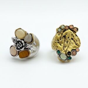 ZARA STYLE ADJUSTABLE PACK OF 2 STONE RINGS NEW SEASON